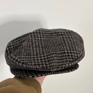 Vintage Dockers Wool Blend Houndstooth Newsboy Cap Academic Grandpa Aesthetic XL